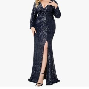 Elegant Navy Sequin Gown 18